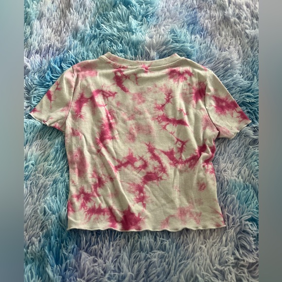 Pink and White Tie Dye Crop Top - Picture 2 of 2